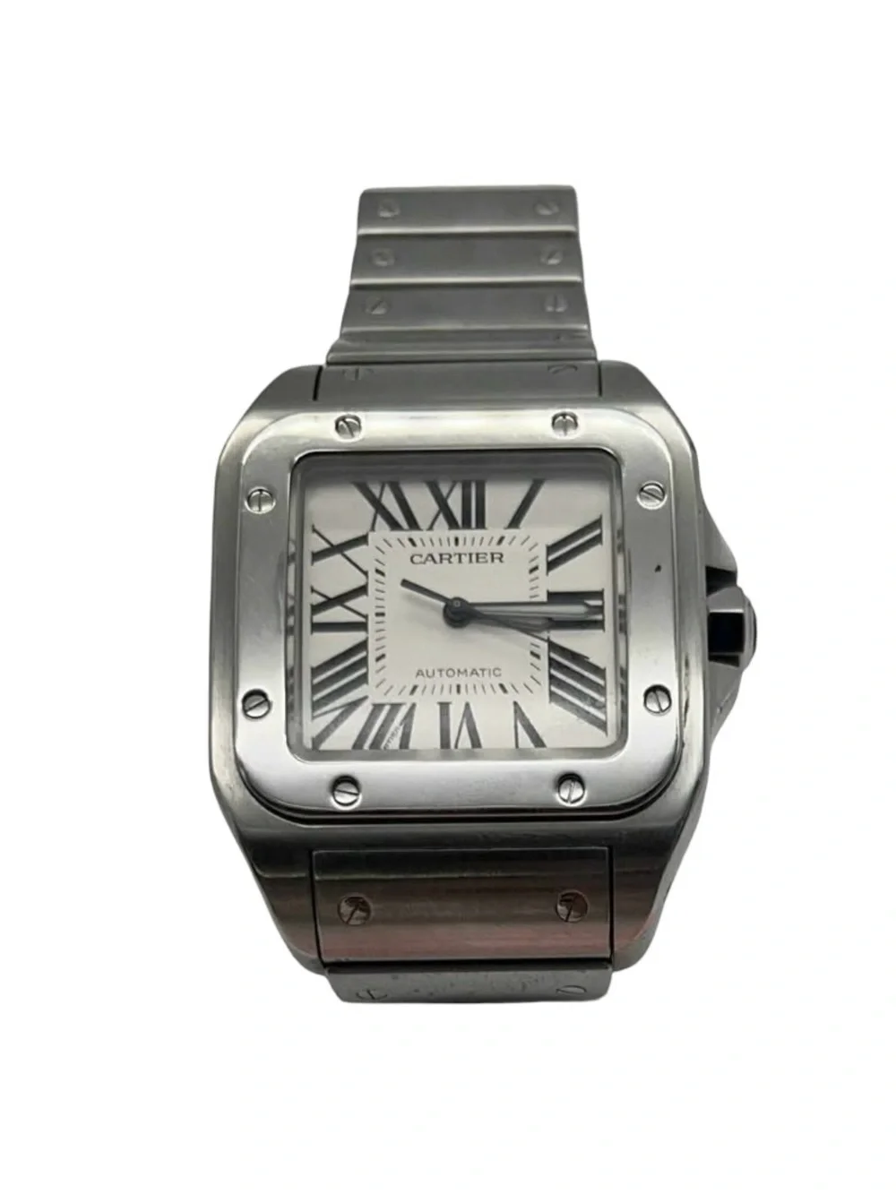 CARTIER Santos 100 White Dial Stainless Steel Watch